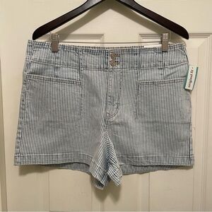 New Maurices High Rise‎ Shorts Light Wash Pinstripe Shortie Women’s Sz 14 NWT